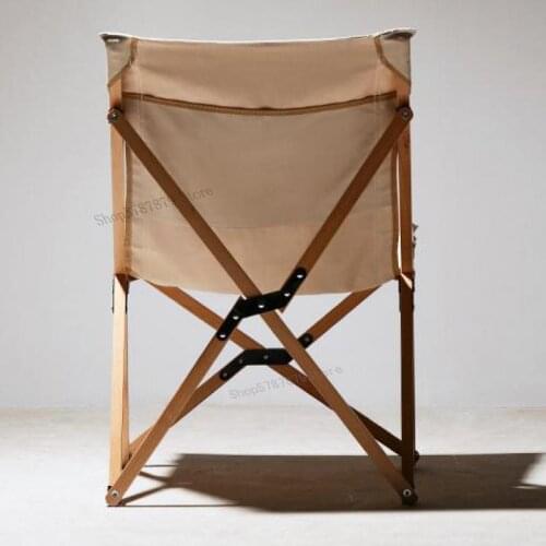 Solid wood lounge chair folding beach chair canvas lazy chair balcony leisure Japanese sofa portable lunch break chair butterfly