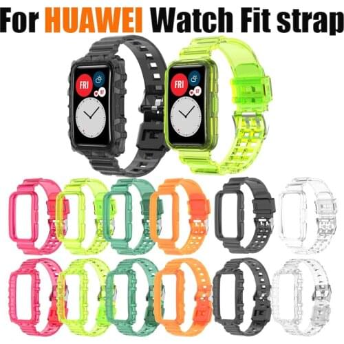 For Huawei Watch Fit Smart Watch Color Transparent Silicone Strap Woman Man Soft Silicone Replacement Strap For Huawei Watch Fit