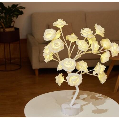 LED Table Lamp Rose Flower Tree Lights USB Night Lights Home Decoration Parties Christmas Wedding Bedroom Living Room Decor