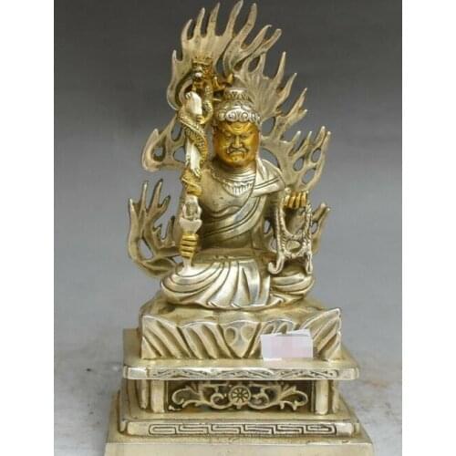 Tibet Buddhism Silver Gilt Dragon Acalanatha Achala Bodhisattva Buddha Statue