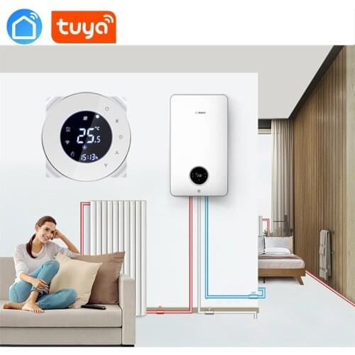 Tuya app WiFi Smart Thermostat Temperature Controller For Gas Boiler Touchscreen LCD Display Thermostat Energy Saving Thermostat
