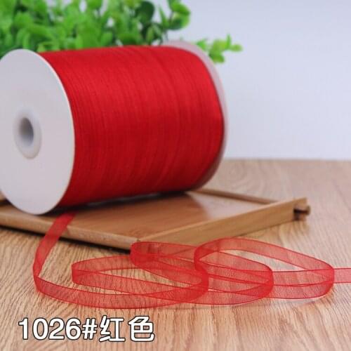 High quality 6mm Red color Organza Chiffon Ribbon DIY Handmade Wedding Party Christmas Gift Decoration Supplies (10 meters/lot)