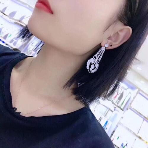 Leaf drop earring 925 sterling silver high quality bling bling fine women jewelry free shipping vintage palace