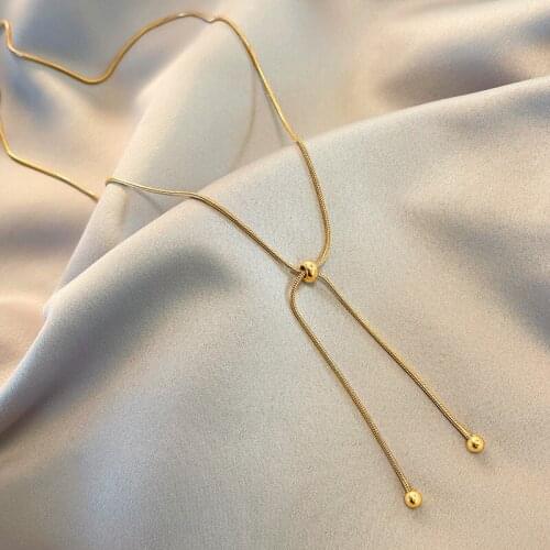 Slender Snake Bone Chain Pulling Necklace Adjustable Necklace Female Clavicle Chain Simple Light Luxury Wild Net Red Jewelry