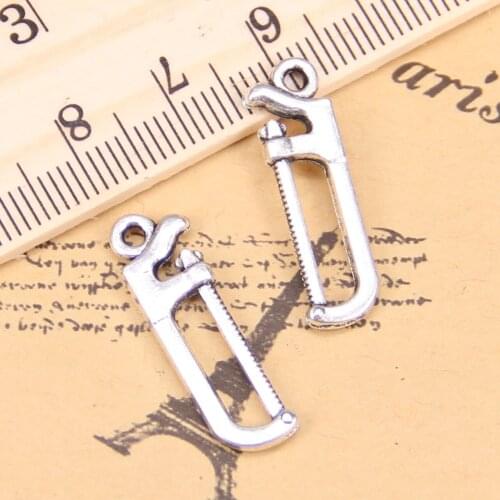 106pcs Charms For Jewelry Making saw 25x7mm Antique Silver Plated Pendants DIY Handmake Tibetan Silver Bracelet Necklace