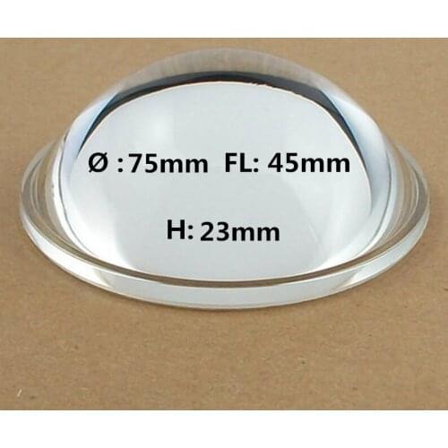 2 pcs car lens 75mm diameter 55mm focal length High borosilicate glass lens