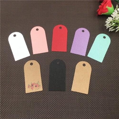 200Pcs/Lot 4x2cm Natural Kraft Paperboard Jewelry Tags Printing Flowers Heart Figures For Handmade Garments Clothing Mark Labels