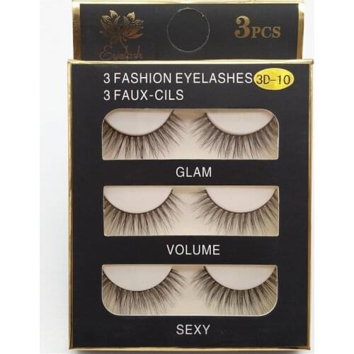 3pcs 3D False Eyelashes hand made fake lashes black cotton stalk natural long soft eye lash reuse daily eye extension 3D10