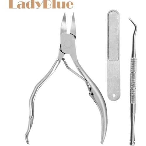 3pcs/set Stainless Steel Cuticle Scissor Nail Nipper Pedicur Pusher Nail File Callus Remover Finger Nail Clipper Manicure Set