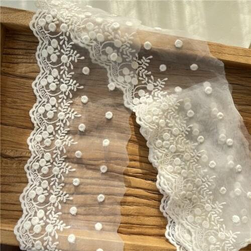 4M 6cm wide Exquisite beige embroidered cotton cloth embroidered lace home clothing sofa curtain clothing material X059