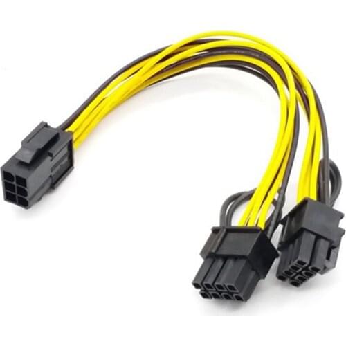 5PCS PCI-E 6-Pin to Dual 6+2-Pin Power Splitter Cable Image Card PCIE PCI Express 6Pin to Dual 8Pin Power Cable