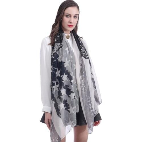 US American Flag Skull Star Stripe Print Womens Scarf Shawl