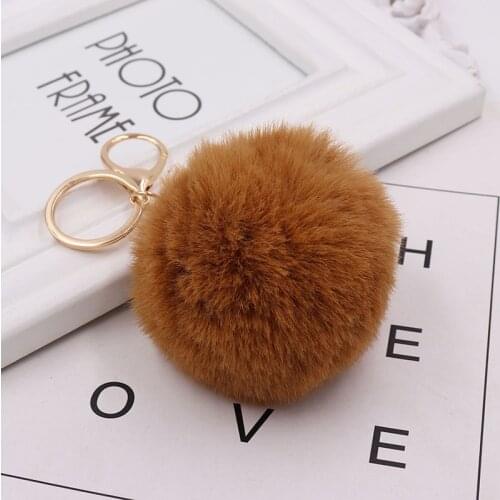 Faux Rabbit Fur Keychains Pompons Pendant Key Chains Rings Cute Car Fluffy Fur Pom Pom Keyring Charm Bag Gifts Accessories Gift