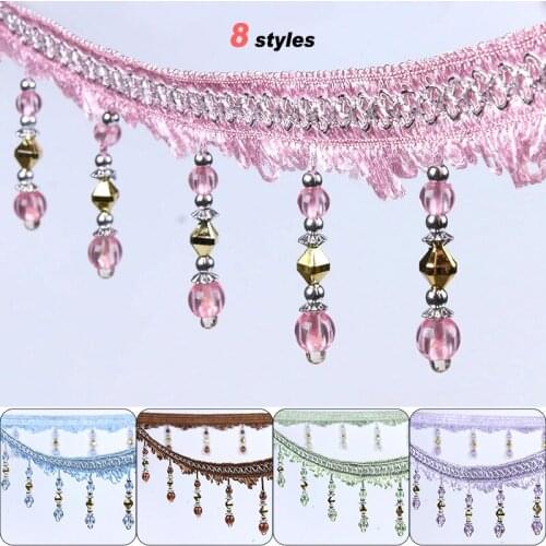 11m European Crystal Pendant Beaded Trim Tassel Fringe DIY Curtain Lace Stage Clothing Home Wedding Decoration Accessories 8cm