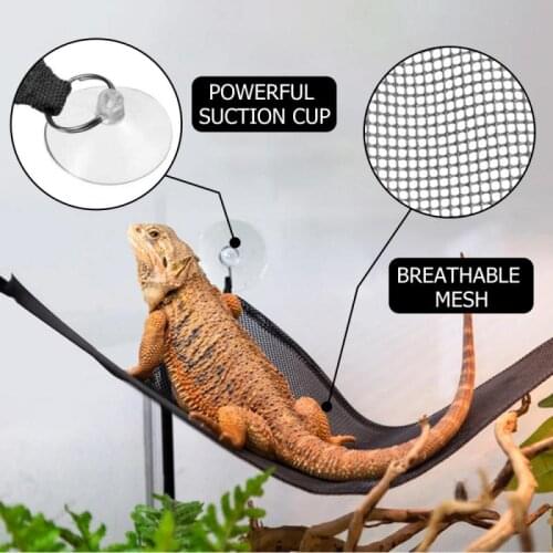 Reptile Hammock Recliner With Suction Cup For Lizard Gecko To Climb Triangle Net