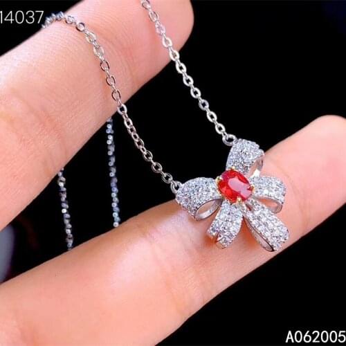 KJJEAXCMY Fine Jewelry 925 Sterling Silver inlaid Natural ruby Female new Pendant Necklace popular Support test with box