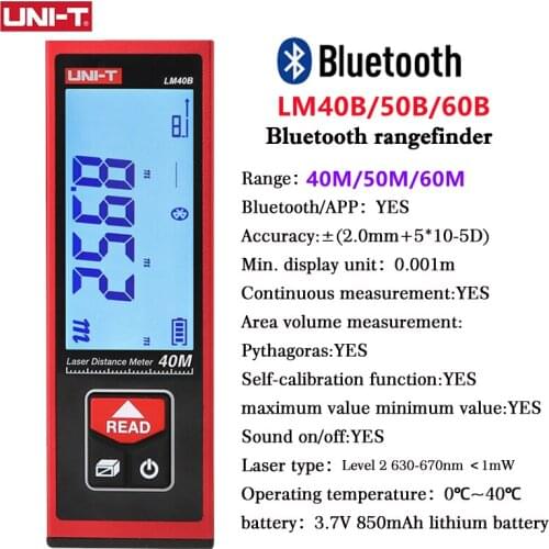 UNI-T LM40B LM50B LM60B Mini Bluetooth Rangefinder High-Precision Laser Electronic Ruler for Building Room Measuring Instrument
