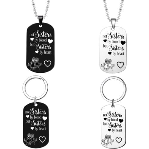 Best Friends Keychain Keyring Friendship Key Chain Sister Jewelry Gift "not Sisters By Blood But Sisters By Heart"