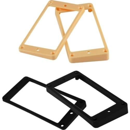 FLEOR Set of Neck & Bridge Pickup Ring Humbucker Pickup Mounting Ring Curved Frame Plastic Black/Cream for LP Style Guitar