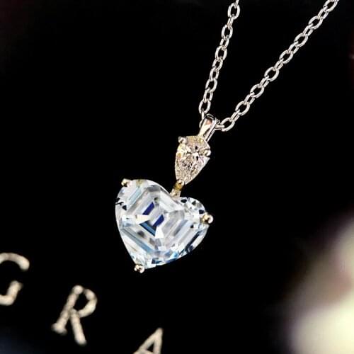 QTT New Trendy Pendant Necklace for Female Real 925 Silver Shiny Cubic Zirconia Choker Chain Delicate Christmas Gifts for Women