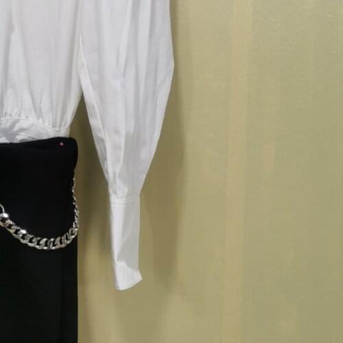 2021 Autumn and Winter New Fake Two-piece Decorative Buckle Shirt Stitching Dress