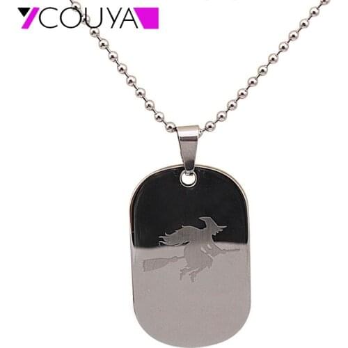 2017 New Fashion Classic Man Jewelry Silver Color Rectangle "Witch Enchanter" Pendant Long Collar Statement Necklace for Women