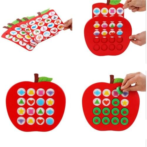 Early Education 3D Puzzle Toys Kids Wooden Apple Memory Matching Chess Game Family Casual Games Puzzle Ideal childrens Day Gift