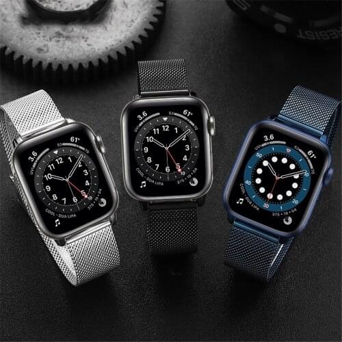 For apple watch 6 se band 44mm 40mm Stainless Steel men women strap for iwatch series 5 4 3 42mm 38mm sports mesh Loop Wristband