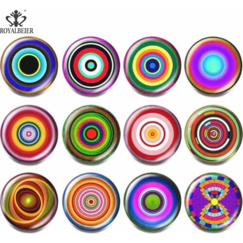 Royalbeier 12pcs/lot 18mm Colorful Snap Button Visually Cool Multi Glass Cabochon Bijuterias Charm Bracelet Jewelry Women