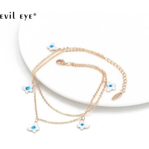 EVIL EYE Star Butterfly Fatima Hand Anklet Gold Silver Color Foot Chain Ankle Bracelet Adjustable Fashion Jewelry for Women Girl