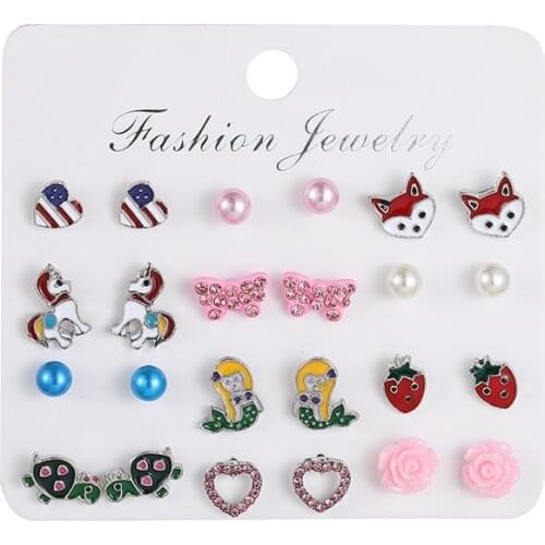 Earings Fashion Jewelry 2020 Earrings for Women Rhinestone Simulated Pearl Stud Earrings Set Flower Shape Party Birthday Gifts