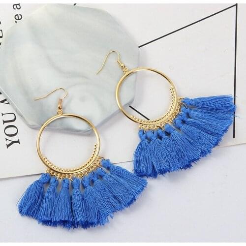 2020 Tassel Earring Bohemian Europe and America Popular Retro Ornament Big Circle Ear Stud Accessories