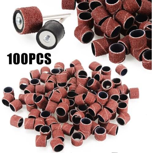 100pcs 1/2" 80Grit Sander Paper Sanding Bands Drums with 1/8" Mandrel for Rotary Abrasive Tools