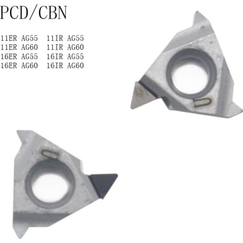 1Pc 11IR 16ER AG55 AG60 PCD CBN Diamond Inserts Blade Thread Turning Tool CNC Lathe Tools high quality machining tools