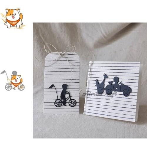 Cycling Boy Flag Metal Cutting Dies Scrapbooking Stencil DIY Decorative Embossing Craft Die Cuts Card Making New Dies For 2020