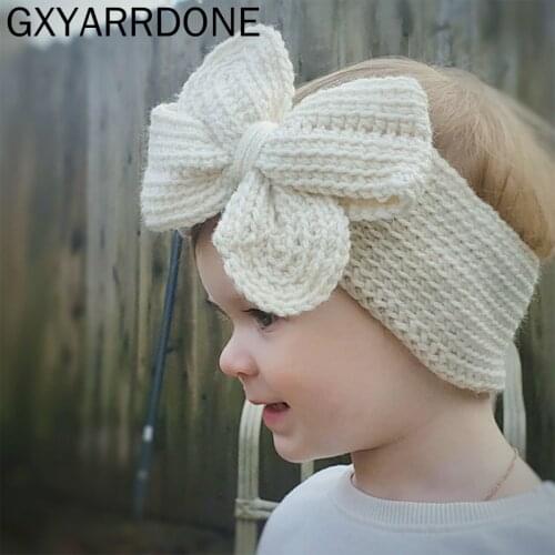 Knitted Baby Girl Headbands Big Bow Infant Baby Headband for Girls Birthday Party Baby Turban Hair Accessories Toddler Headwear