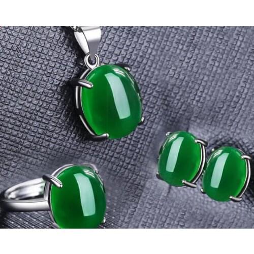 High quality Fine jewelry Chalcedony fine jewelry Natural necklace Jade Boutique Pendant necklace set free shipping