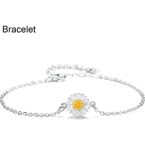 Daisy Silver Color Anklet Sun Flower Jewelry For Feet Ankle Bracelets Yellow Chrysanthemum Foot Accessories Jewelry For Womens