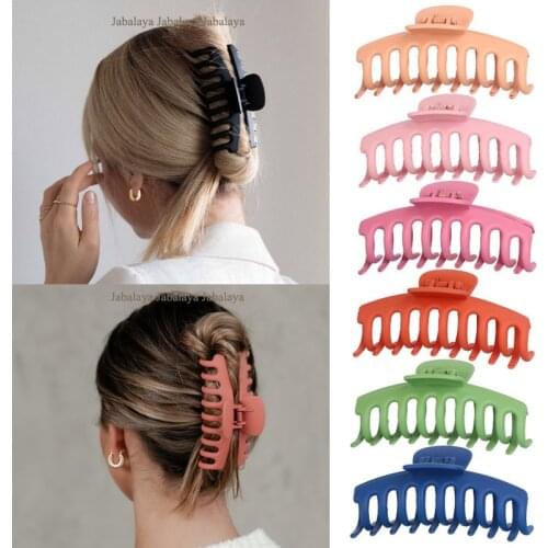 Women Fashion Solid Color Clip Large Barrette Crab Beauty Hair Claws Bath Clip Ponytail Clips For Girls Gift Hair Accessories