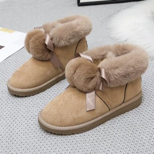 Women Boot Cow-suede-leather Boots Fashion Natural-fur Warm Boots Women Casual Lightweight Shoes Warm Winter Ankle Botas Mujer