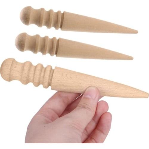 1/2Pcs Leather Tool Round Wood Edge Slicker Burnisher for Leathercraft Edges Slicker Multi-Size Leather Craft Tools