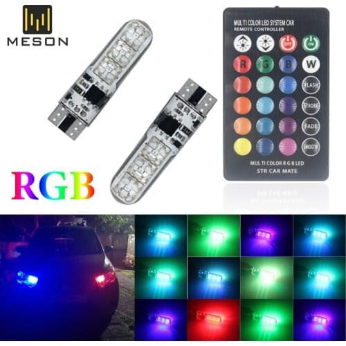 1Set T10 W5W led rgb168 194 SMD 6LED 5050 Remote Control RGB Car Tail plate Light Side Clearance Lights Car Reading Wedge Lights