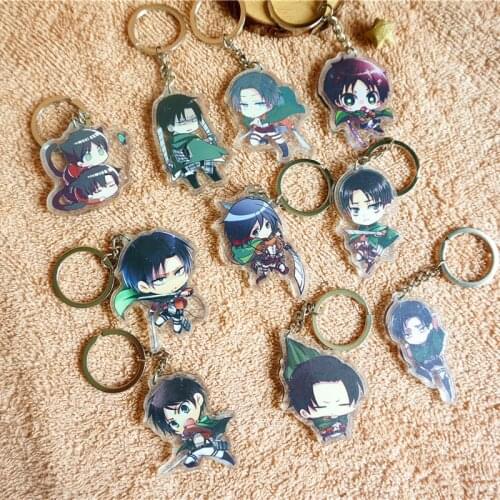 10pcs/set Anime Attack on Titan Shingeki no Kyojin ErenArmin Sasha Sasha Doubleside Print Keychain Pendant llavero Keyring