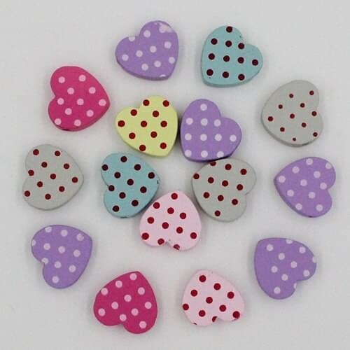 100pcs/lot Wholesale Colorful Lead-free Heart Wood Beads for Bracelet/Necklace 17x17.5mm k04012