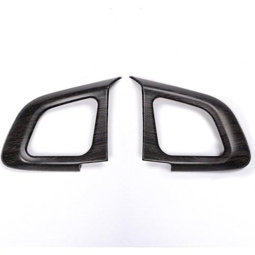 2pcs For Land rover Range Rover Evoque 2012-2017 Oak Wood Grain Luxury Interior Car Steering Wheel Button Frame Trim Accessory