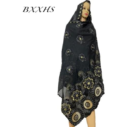 2020 High-quality African womens cotton silky embroidered scarf shawls, fashionable outdoor head-wrapped scarves, ladies shawl