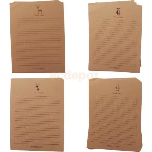 50pcs Vintage Christmas Deer Style Kraft Letter Paper Stationery Writting Paper Gift Thank you Paper Wedding Favors