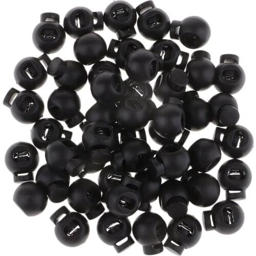 50Pcs Plastic Spring Cord Lock End Round Toggle Stoppers for Camping, Hiking, Shoelace Replacement, Sports, Backpacks 15mm