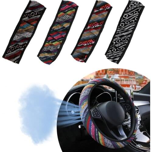 Auto Decoration Universal Ethnic Style Linen Car Steering Wheel Cover Car Accessories Elastic