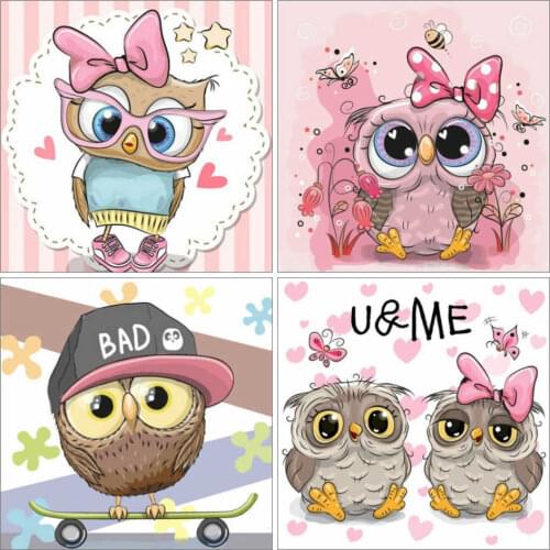 AZQSD 5D Diamond Painting Owl Animal Cross Stitch Diamond Embroidery Cartoon Handmade Home Decor Needlework
